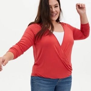 Torrid | Super Soft Orange Knit Top with Lace Back and Long Sleeves | Size 2